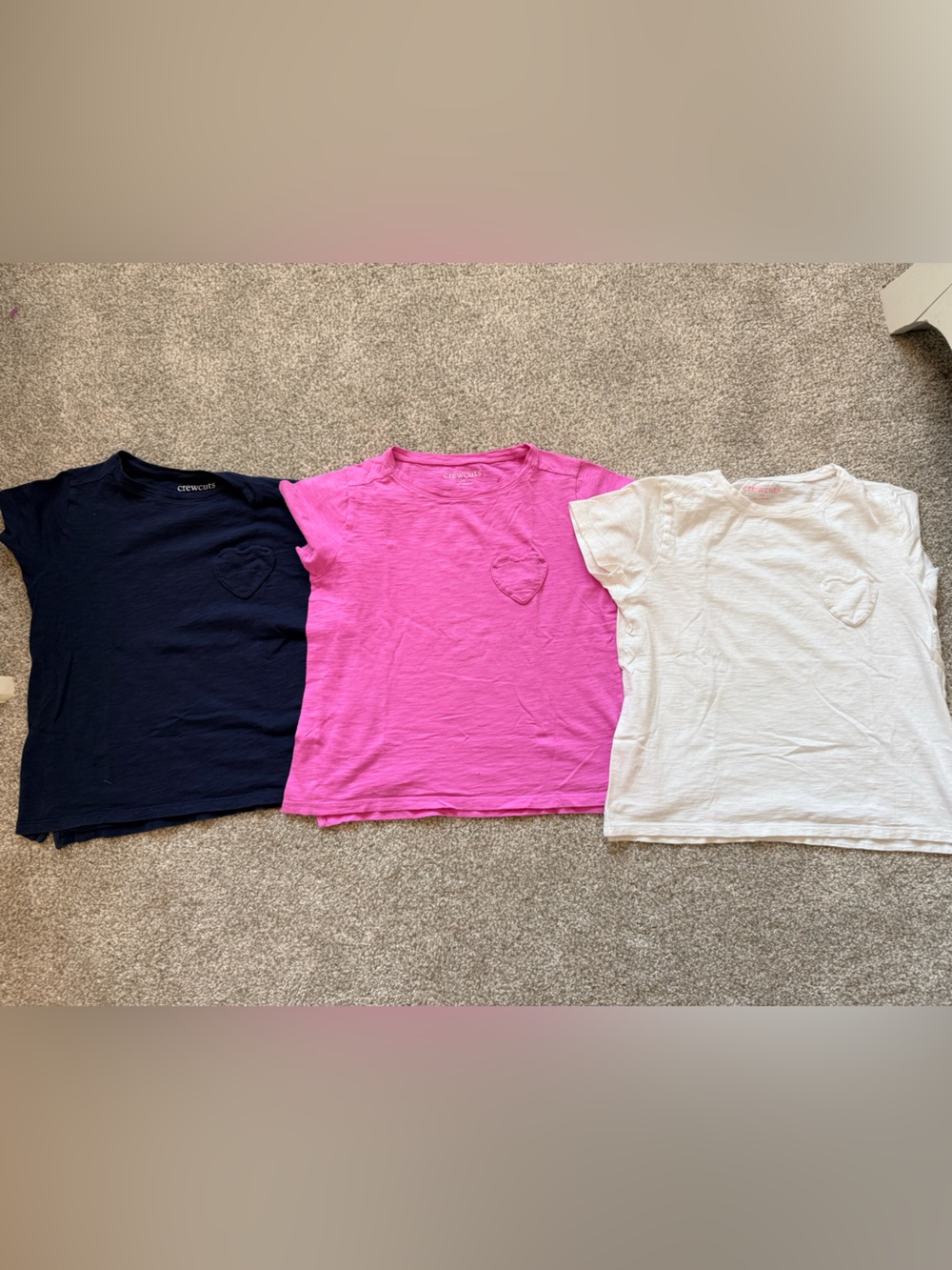 Three-Pack Girls Crewneck Skirts in Navy, Pink & Cream